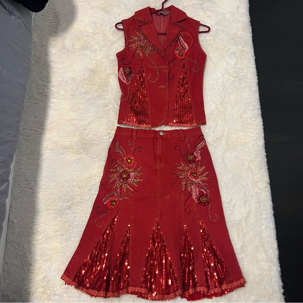 Retro top and skirt set
